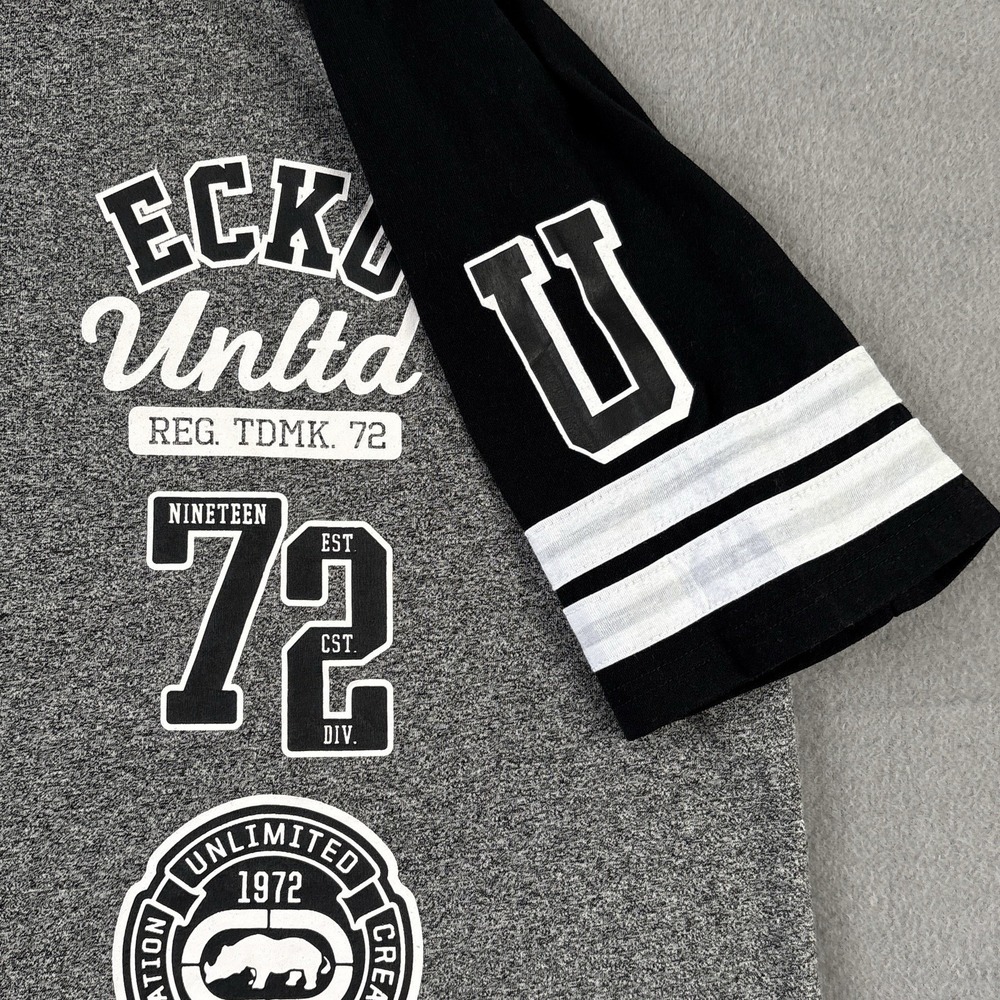 Ecko Unltd T-Shirt Men L Gray Black Graphic Tee Logo Streetwear 90s Vibe Y2K - Picture 5 of 10